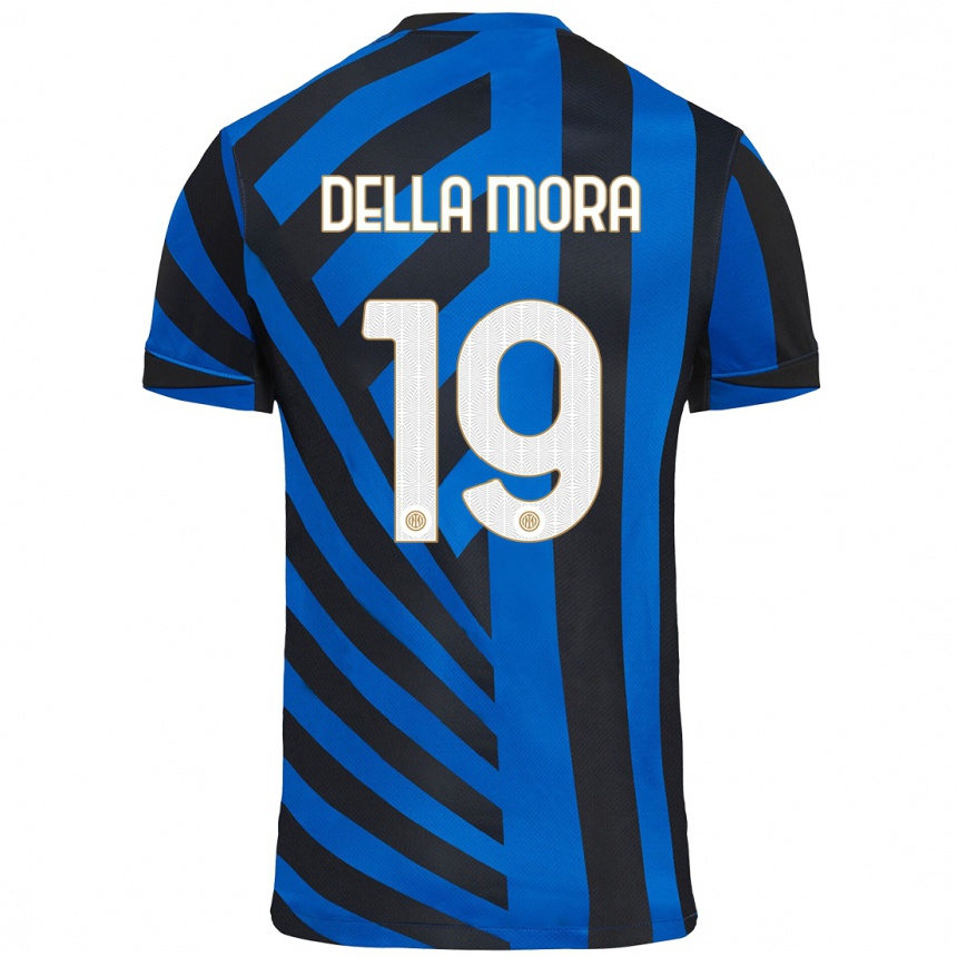 Kids Football Tommaso Della Mora #19 Blue Black Home Jersey 2024/25 T-Shirt