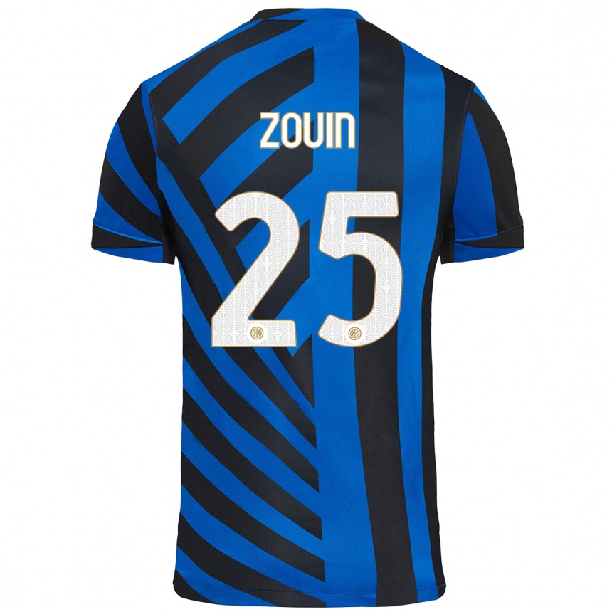 Kids Football Aymen Zouin #25 Blue Black Home Jersey 2024/25 T-Shirt