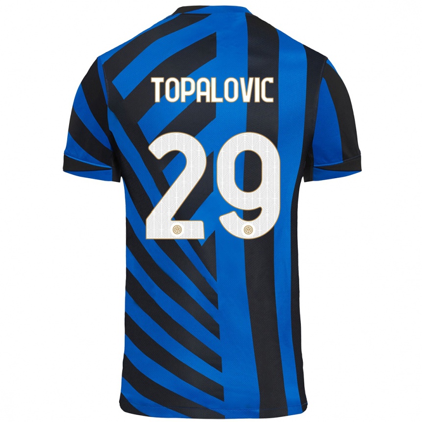 Kids Football Luka Topalovic #29 Blue Black Home Jersey 2024/25 T-Shirt