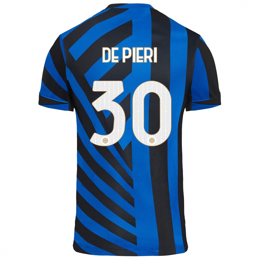 Kids Football Giacomo De Pieri #30 Blue Black Home Jersey 2024/25 T-Shirt