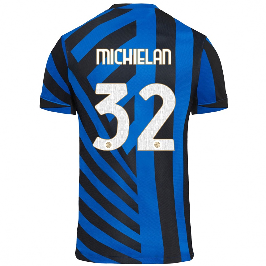 Kids Football Mattia Michielan #32 Blue Black Home Jersey 2024/25 T-Shirt