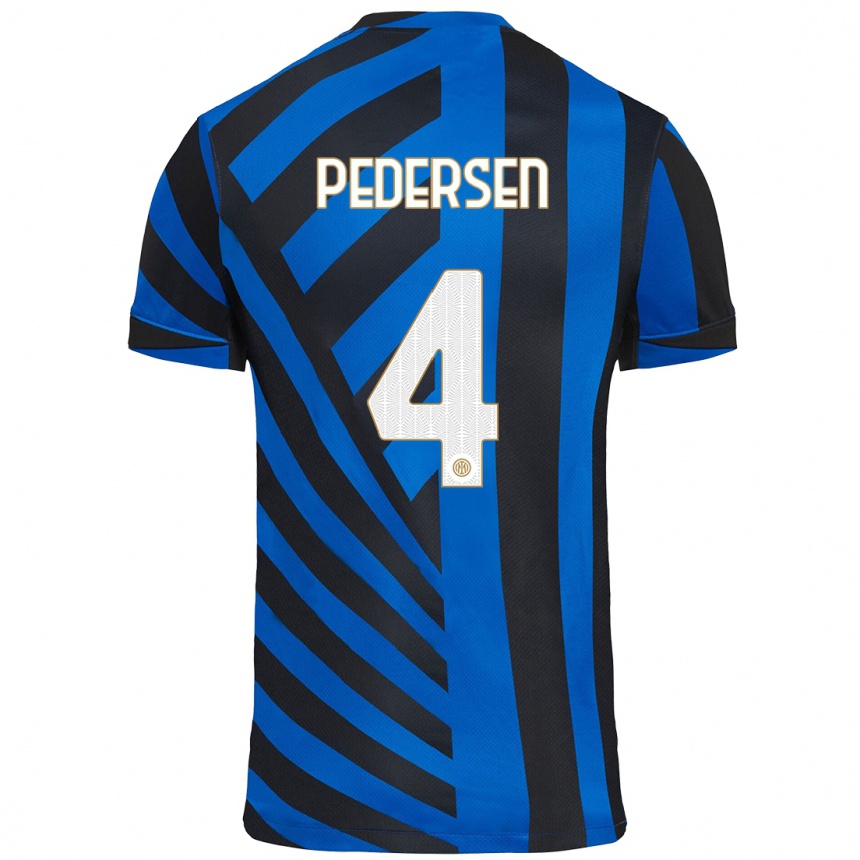 Kids Football Sofie Junge Pedersen #4 Blue Black Home Jersey 2024/25 T-Shirt