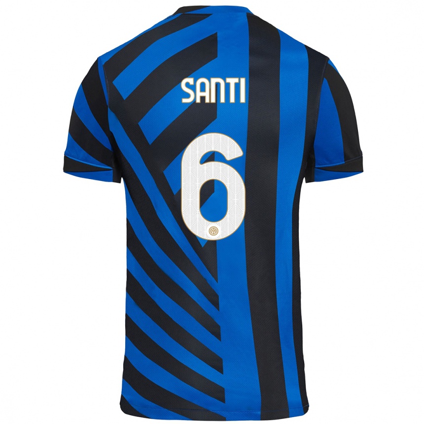 Kids Football Irene Santi #6 Blue Black Home Jersey 2024/25 T-Shirt