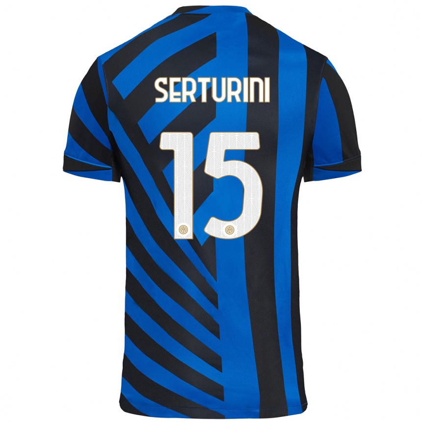 Kids Football Annamaria Serturini #15 Blue Black Home Jersey 2024/25 T-Shirt