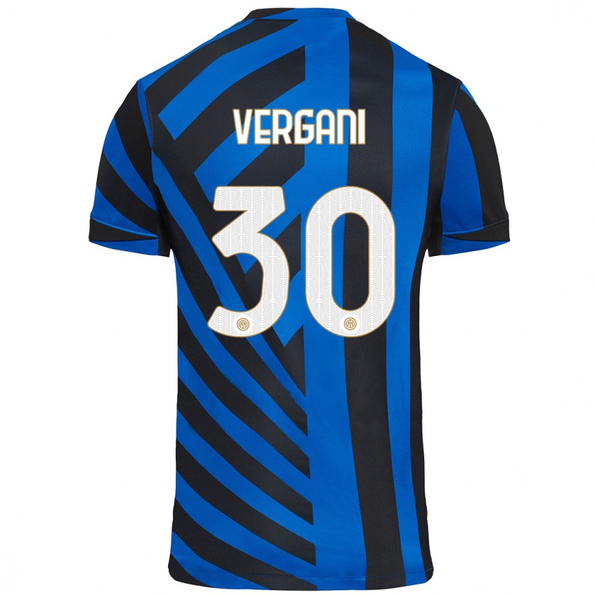 Kids Football Bianca Vergani #30 Blue Black Home Jersey 2024/25 T-Shirt