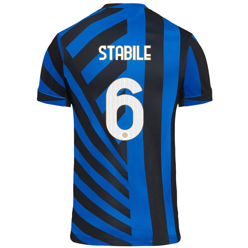 Kids Football Giacomo Stabile #6 Blue Black Home Jersey 2024/25 T-Shirt