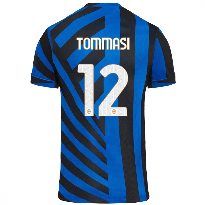 Kids Football Francesco Tommasi #12 Blue Black Home Jersey 2024/25 T-Shirt