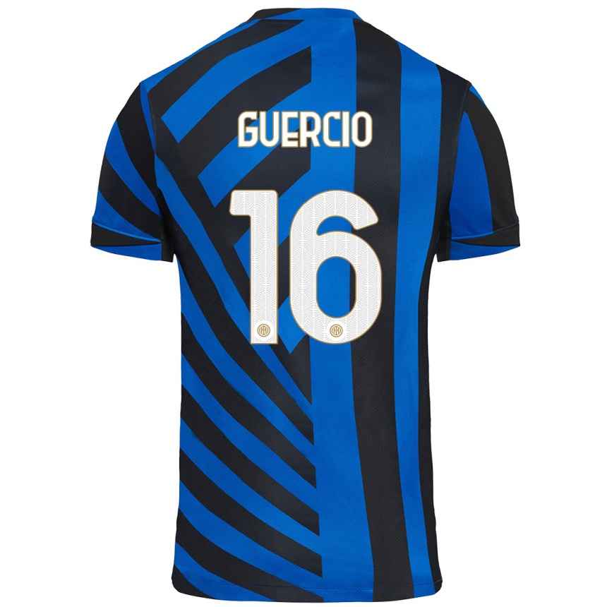 Kids Football Tommaso Guercio #16 Blue Black Home Jersey 2024/25 T-Shirt