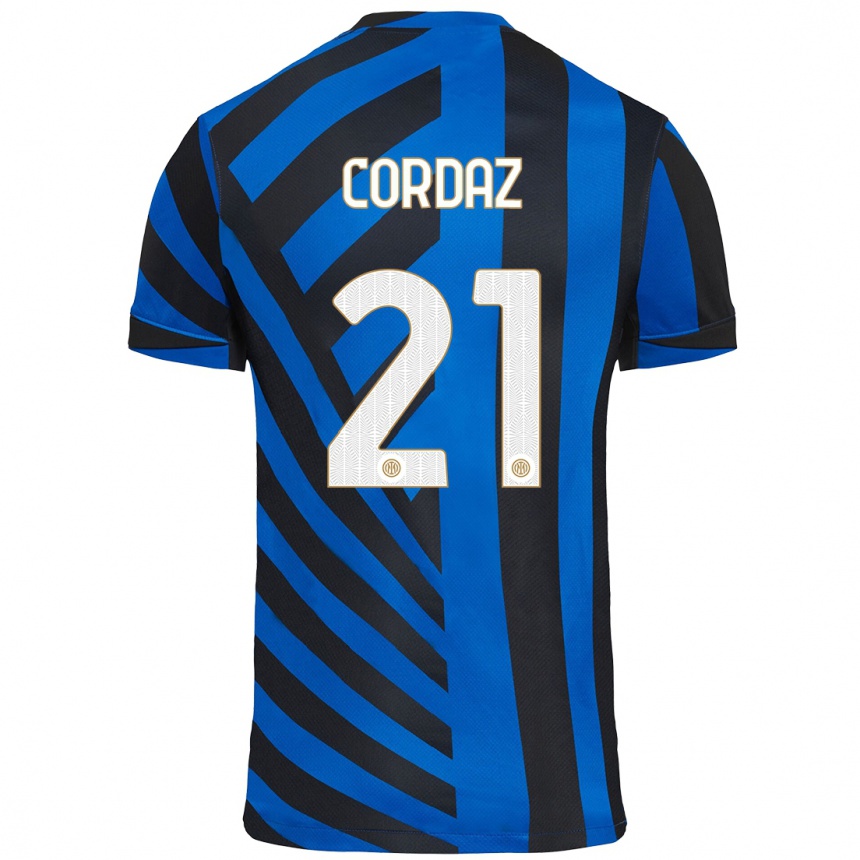 Kids Football Alex Cordaz #21 Blue Black Home Jersey 2024/25 T-Shirt