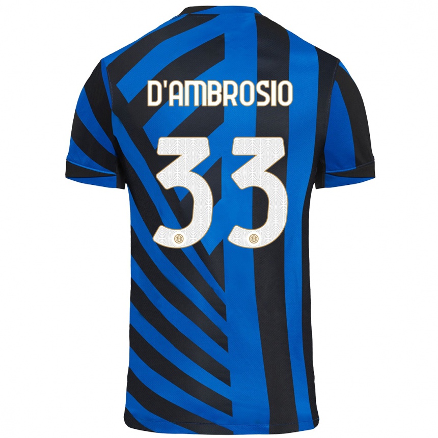 Kids Football Danilo D'ambrosio #33 Blue Black Home Jersey 2024/25 T-Shirt