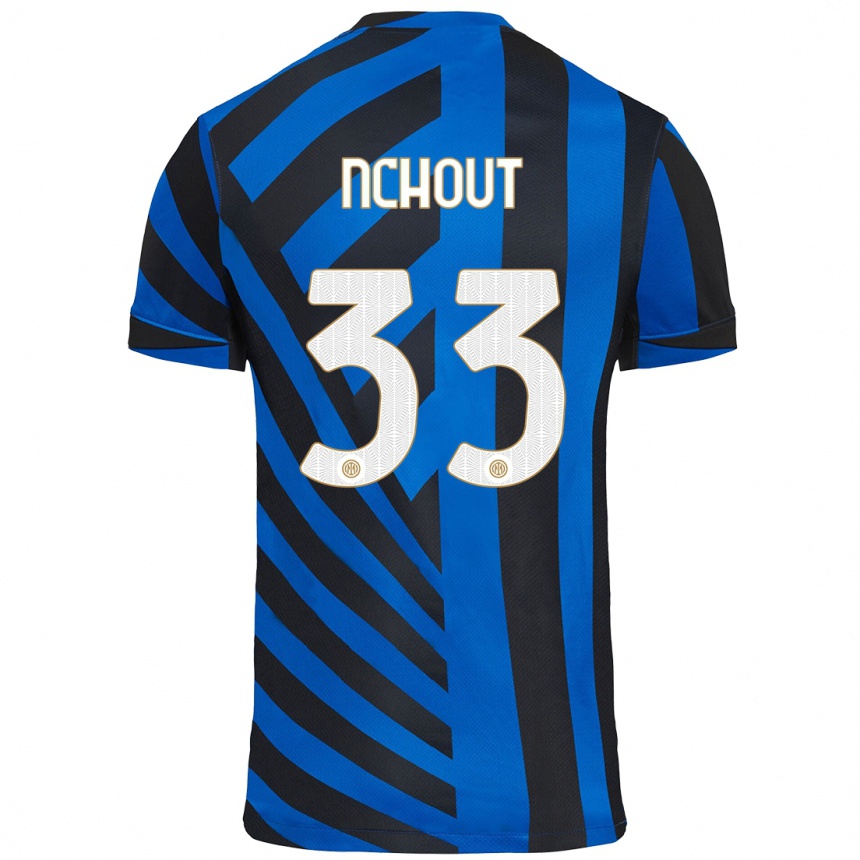 Kids Football Ajara Nchout #33 Blue Black Home Jersey 2024/25 T-Shirt