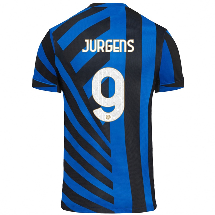 Kids Football Oliver Jurgens #9 Blue Black Home Jersey 2024/25 T-Shirt