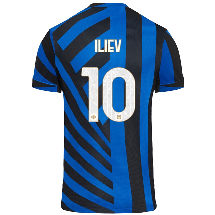 Kids Football Nikola Iliev #10 Blue Black Home Jersey 2024/25 T-Shirt