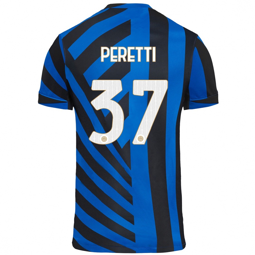 Kids Football Lorenzo Peretti #37 Blue Black Home Jersey 2024/25 T-Shirt