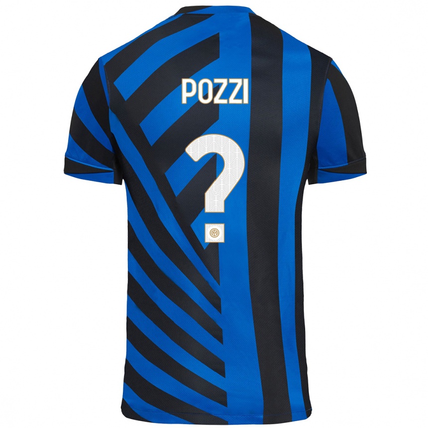 Kids Football Andrea Pozzi #0 Blue Black Home Jersey 2024/25 T-Shirt