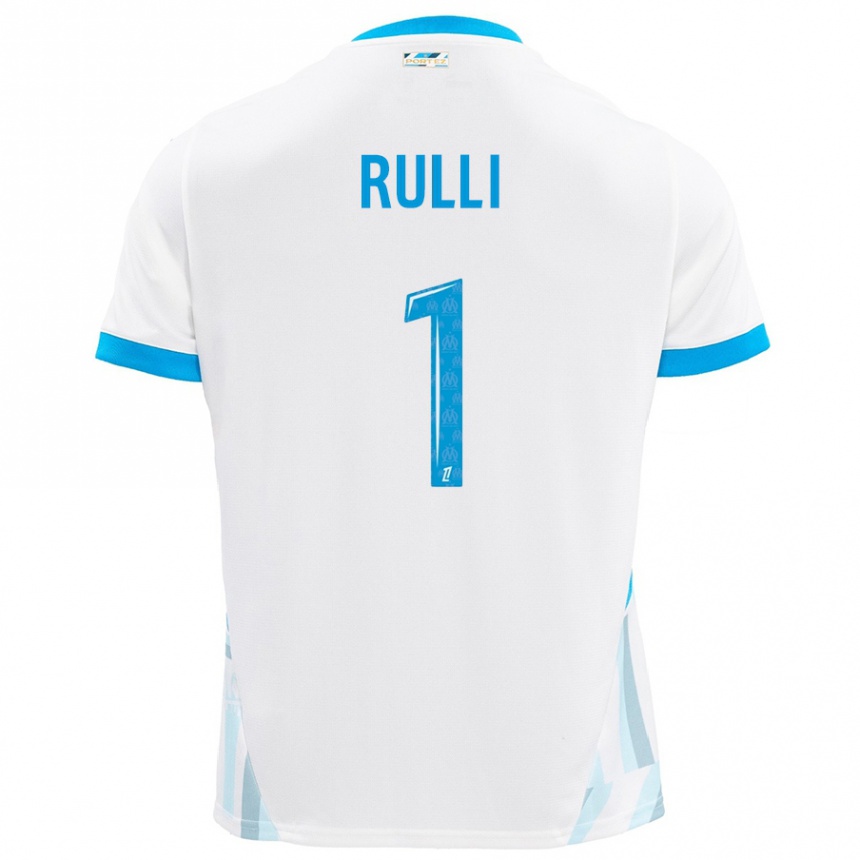 Kids Football Gerónimo Rulli #1 White Sky Blue Home Jersey 2024/25 T-Shirt