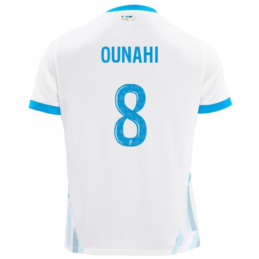 Kids Football Azzedine Ounahi #8 White Sky Blue Home Jersey 2024/25 T-Shirt