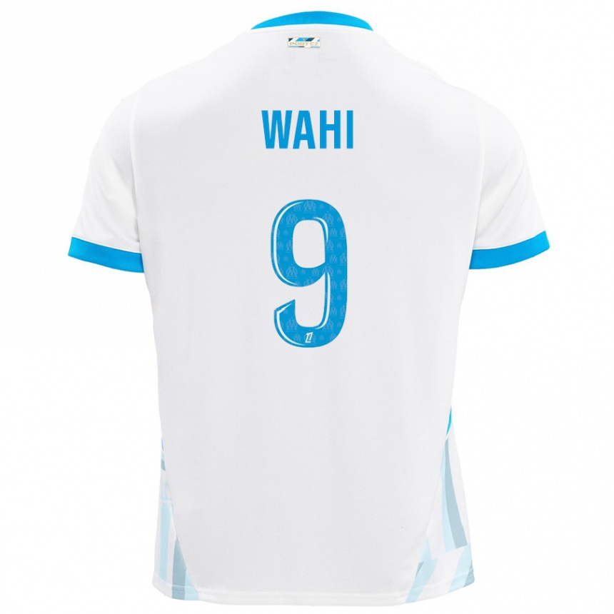 Kids Football Elye Wahi #9 White Sky Blue Home Jersey 2024/25 T-Shirt