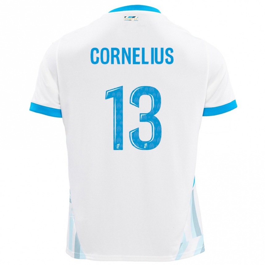 Kids Football Derek Cornelius #13 White Sky Blue Home Jersey 2024/25 T-Shirt