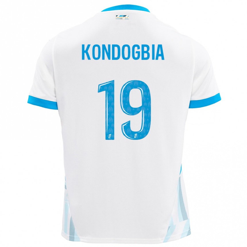 Kids Football Geoffrey Kondogbia #19 White Sky Blue Home Jersey 2024/25 T-Shirt