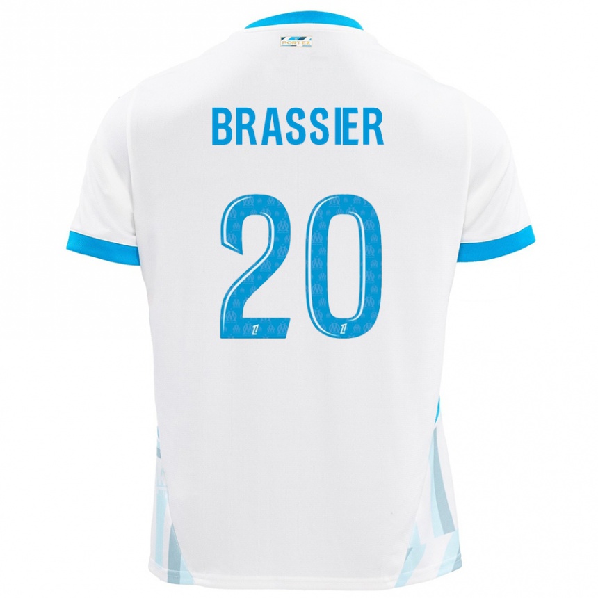 Kids Football Lilian Brassier #20 White Sky Blue Home Jersey 2024/25 T-Shirt