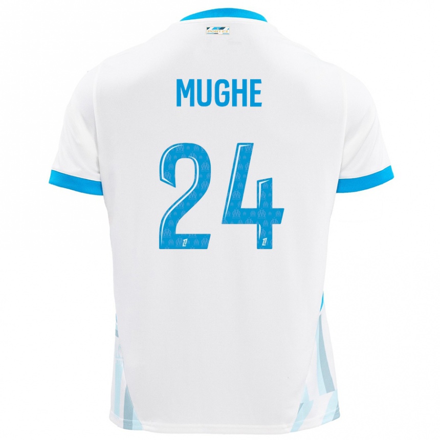 Kids Football François Mughe #24 White Sky Blue Home Jersey 2024/25 T-Shirt