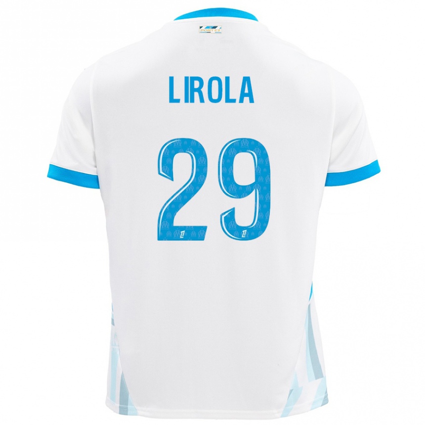 Kids Football Pol Lirola #29 White Sky Blue Home Jersey 2024/25 T-Shirt