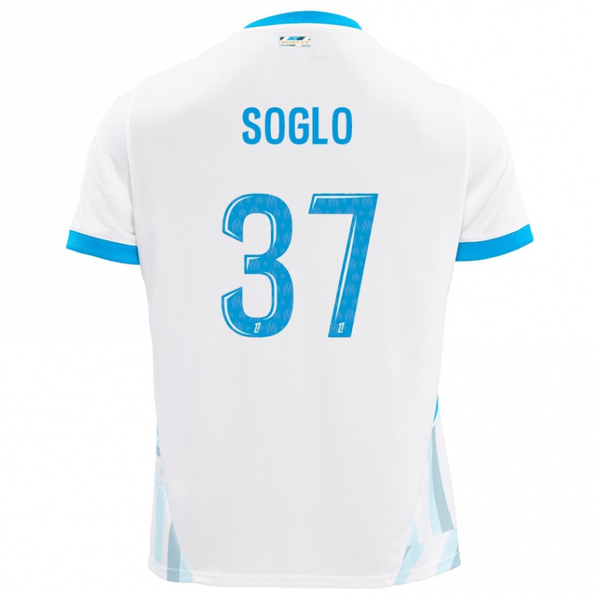 Kids Football Emran Soglo #37 White Sky Blue Home Jersey 2024/25 T-Shirt