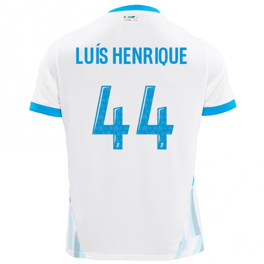 Kids Football Luis Henrique #44 White Sky Blue Home Jersey 2024/25 T-Shirt