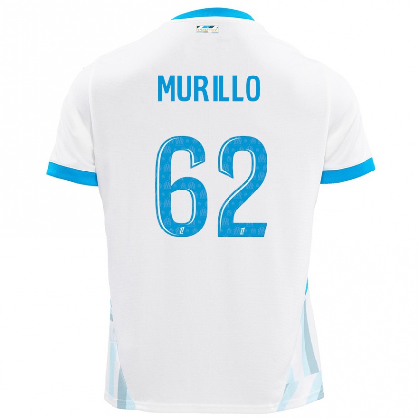 Kids Football Amir Murillo #62 White Sky Blue Home Jersey 2024/25 T-Shirt