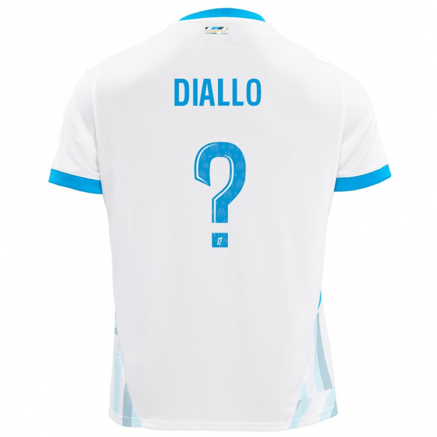 Kids Football Mouhamed Diallo #0 White Sky Blue Home Jersey 2024/25 T-Shirt