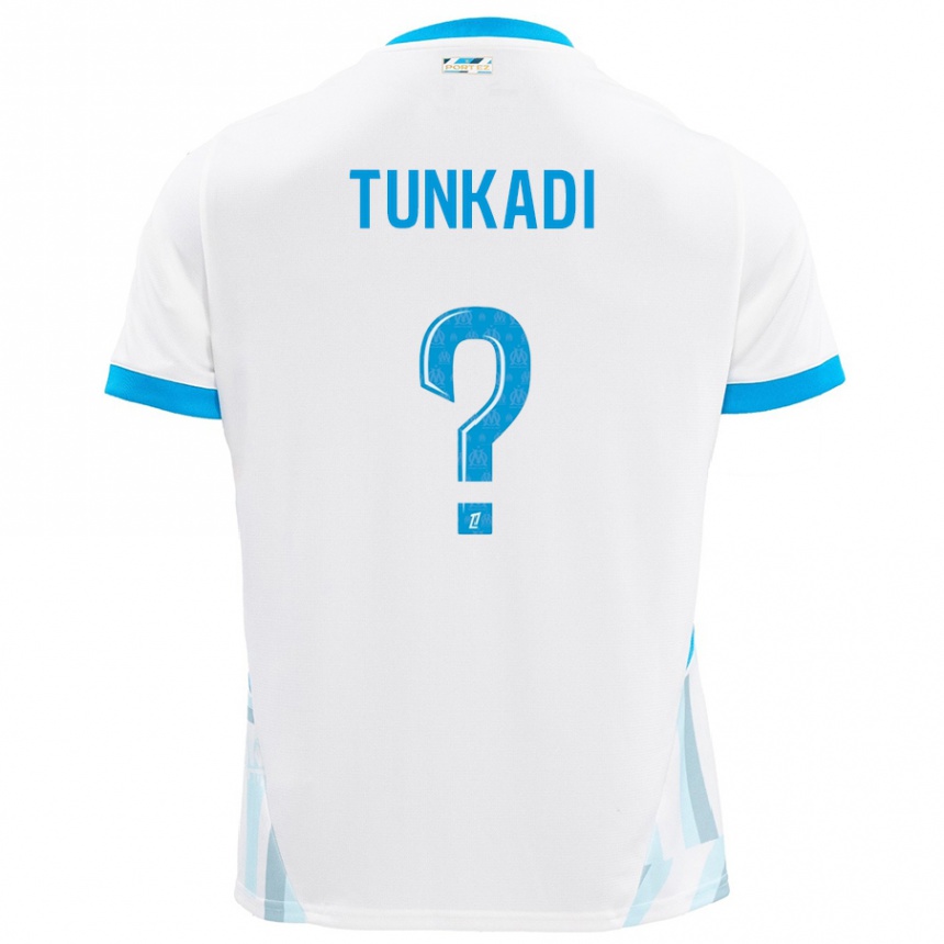 Kids Football Alexandre Tunkadi #0 White Sky Blue Home Jersey 2024/25 T-Shirt