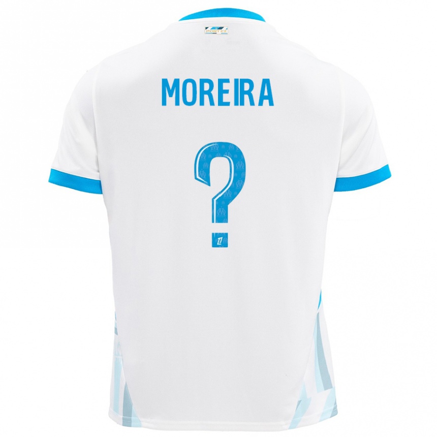 Kids Football Iuri Moreira #0 White Sky Blue Home Jersey 2024/25 T-Shirt