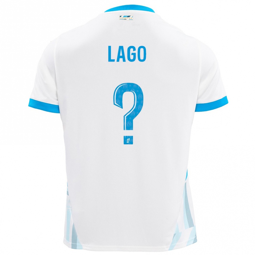 Kids Football Ange Lago #0 White Sky Blue Home Jersey 2024/25 T-Shirt