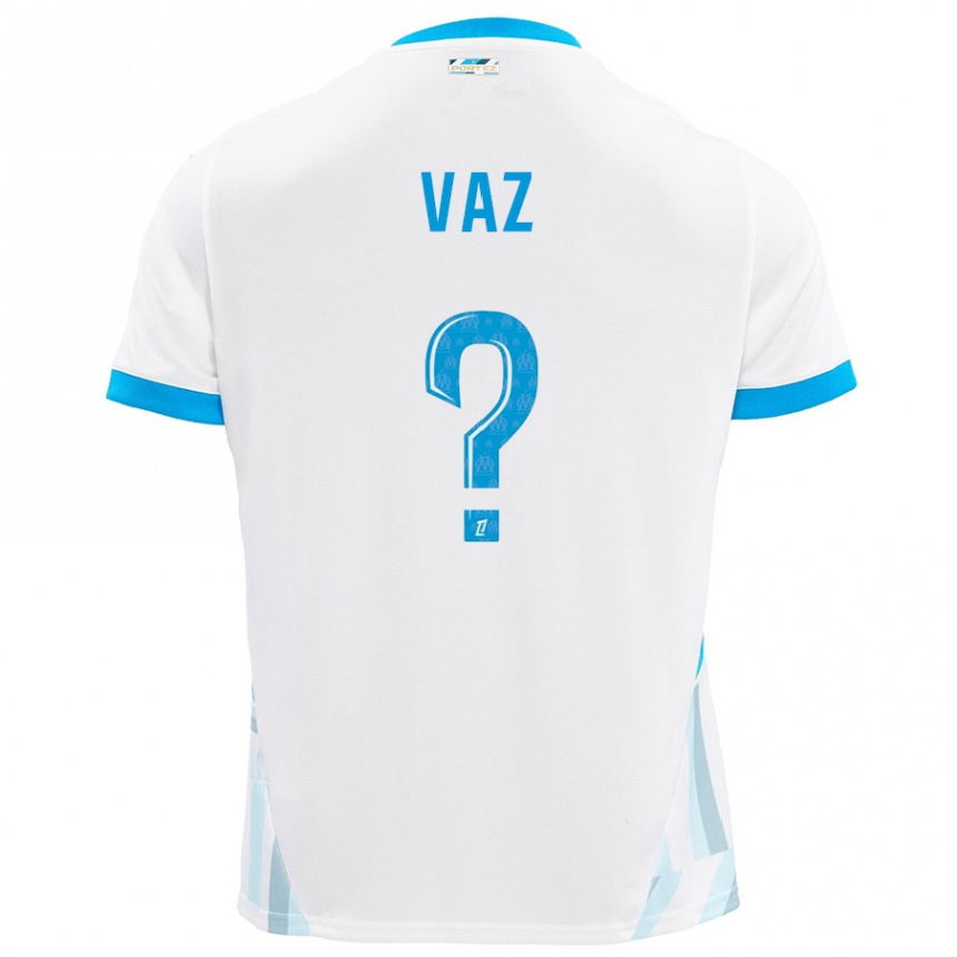 Kids Football Robinio Vaz #0 White Sky Blue Home Jersey 2024/25 T-Shirt