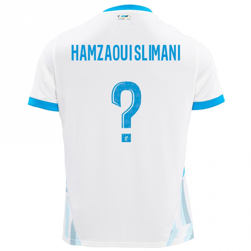 Kids Football Hilan Hamzaoui Slimani #0 White Sky Blue Home Jersey 2024/25 T-Shirt