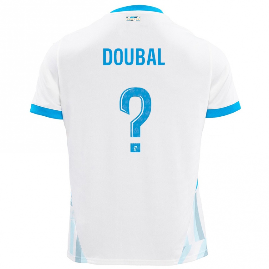 Kids Football Anis Doubal #0 White Sky Blue Home Jersey 2024/25 T-Shirt