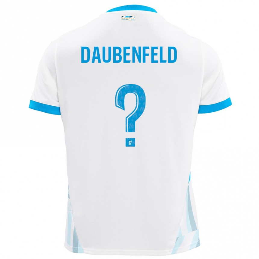 Kids Football Lucas Daubenfeld #0 White Sky Blue Home Jersey 2024/25 T-Shirt