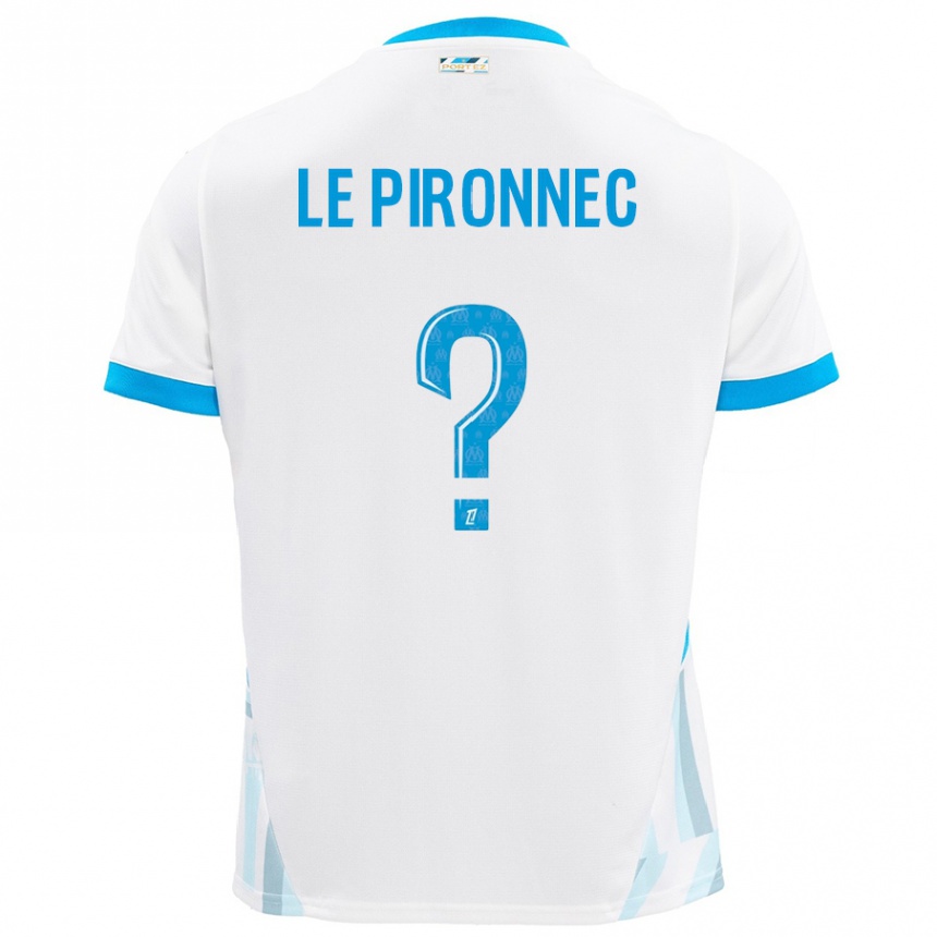 Kids Football Kélian Le Pironnec #0 White Sky Blue Home Jersey 2024/25 T-Shirt