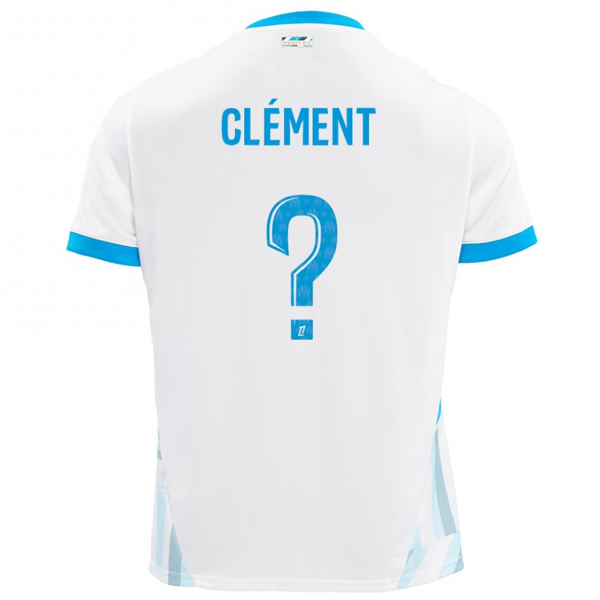 Kids Football Mathis Clément #0 White Sky Blue Home Jersey 2024/25 T-Shirt