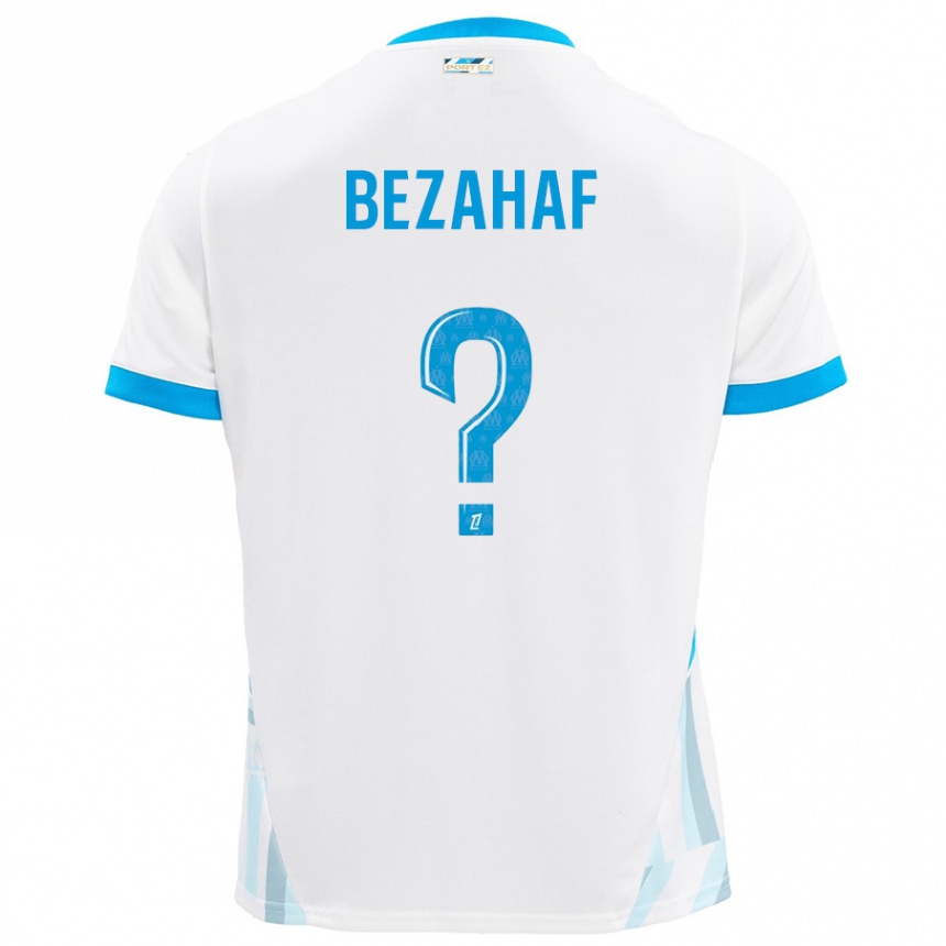 Kids Football Kelyann Bezahaf #0 White Sky Blue Home Jersey 2024/25 T-Shirt