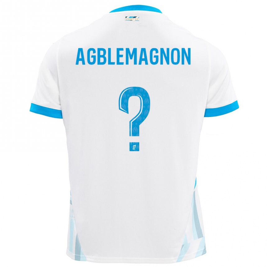 Kids Football Jordan Agblemagnon #0 White Sky Blue Home Jersey 2024/25 T-Shirt