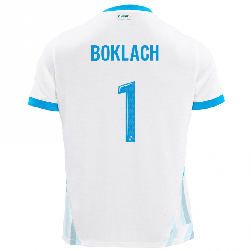 Kids Football Kateryna Boklach #1 White Sky Blue Home Jersey 2024/25 T-Shirt