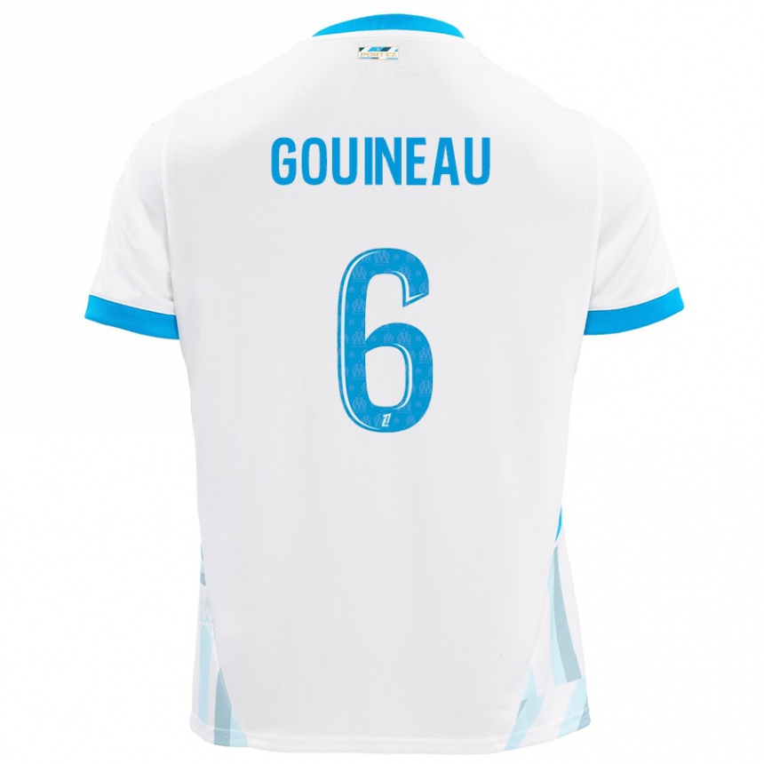 Kids Football Coline Gouineau #6 White Sky Blue Home Jersey 2024/25 T-Shirt