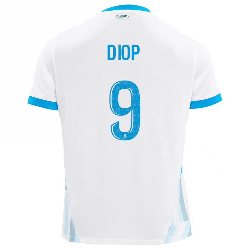 Kids Football Mama Diop #9 White Sky Blue Home Jersey 2024/25 T-Shirt