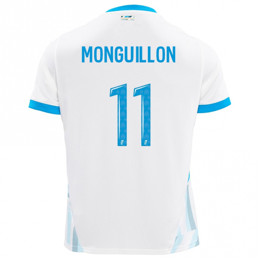 Kids Football Coralie Monguillon #11 White Sky Blue Home Jersey 2024/25 T-Shirt