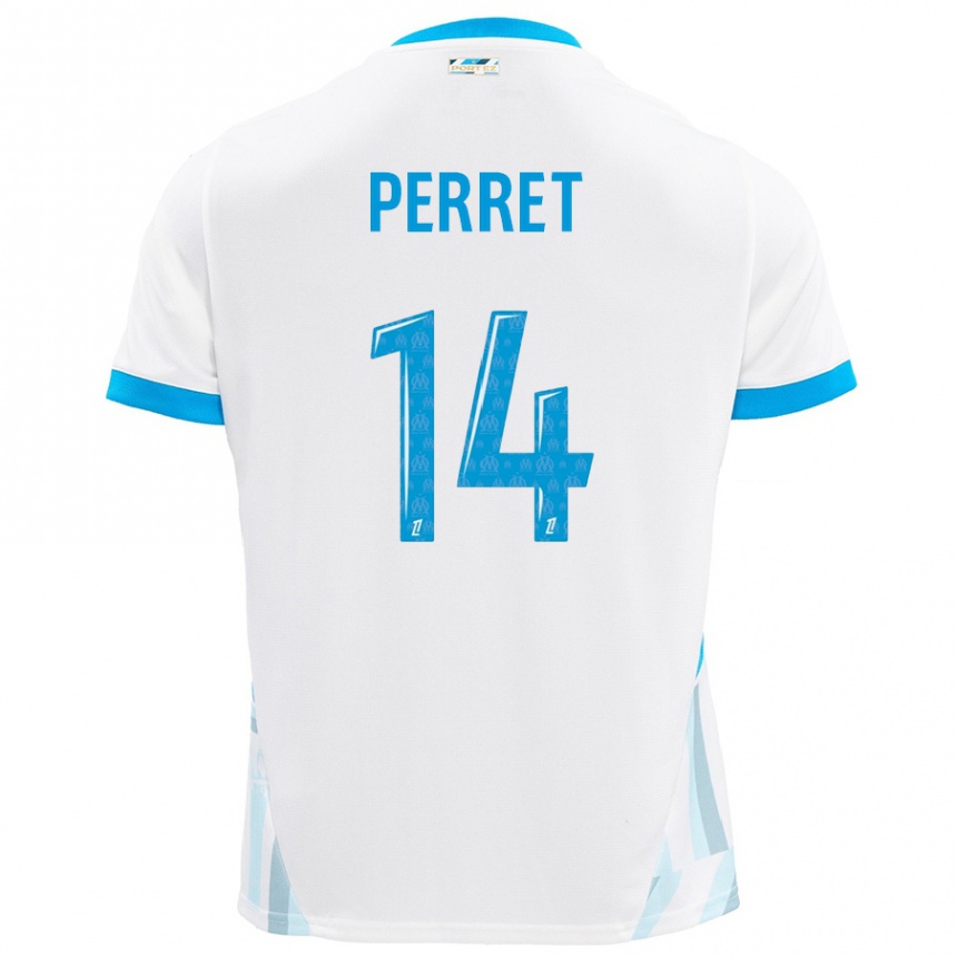 Kids Football Jenny Perret #14 White Sky Blue Home Jersey 2024/25 T-Shirt