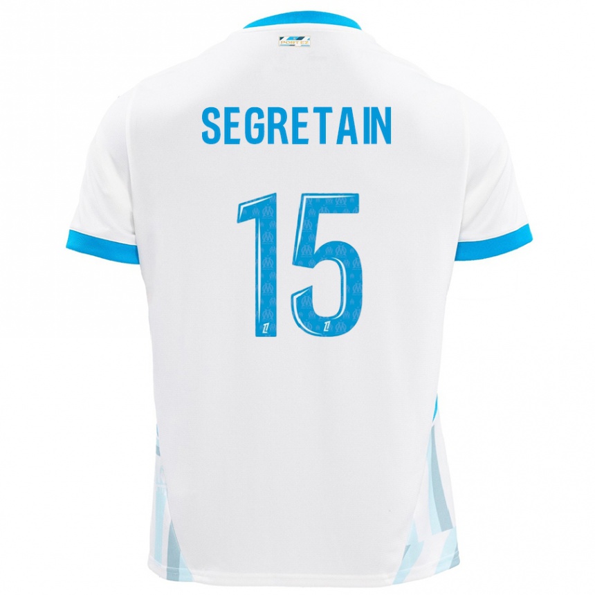 Kids Football Julie Ségrétain #15 White Sky Blue Home Jersey 2024/25 T-Shirt