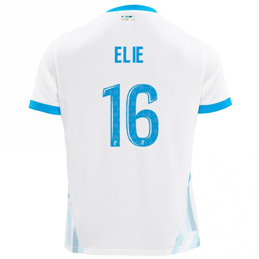 Kids Football Anaïs Elie #16 White Sky Blue Home Jersey 2024/25 T-Shirt