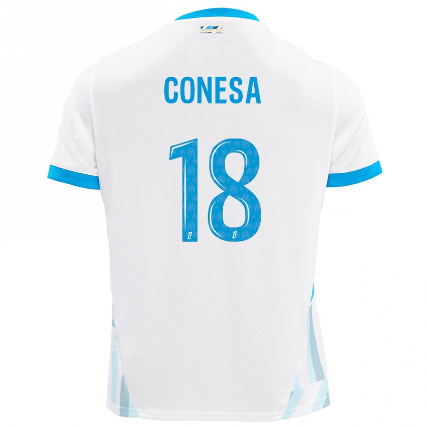 Kids Football Anna Conesa #18 White Sky Blue Home Jersey 2024/25 T-Shirt